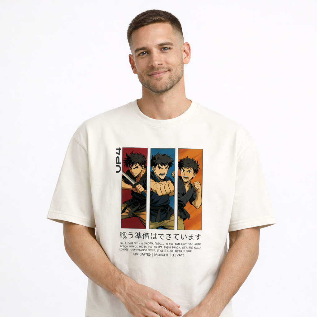 UP4 Anime Action | Men's Box Fit T-Shirt | Model
