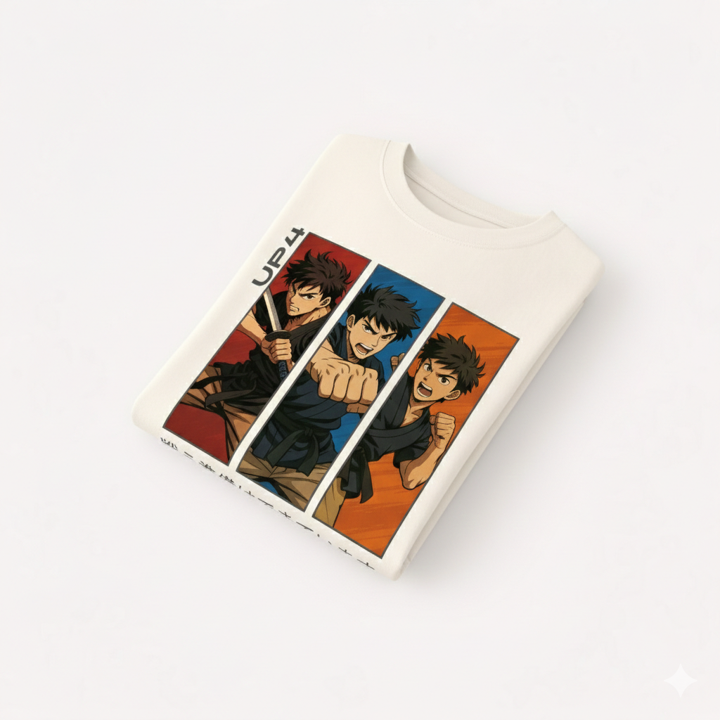 UP4 Anime Action | Men's Box Fit T-Shirt | Folded