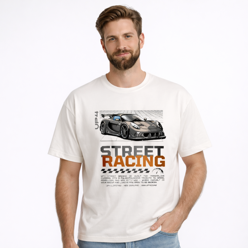 UP4 Street Racing | Men's Box Fit T-Shirt | Model