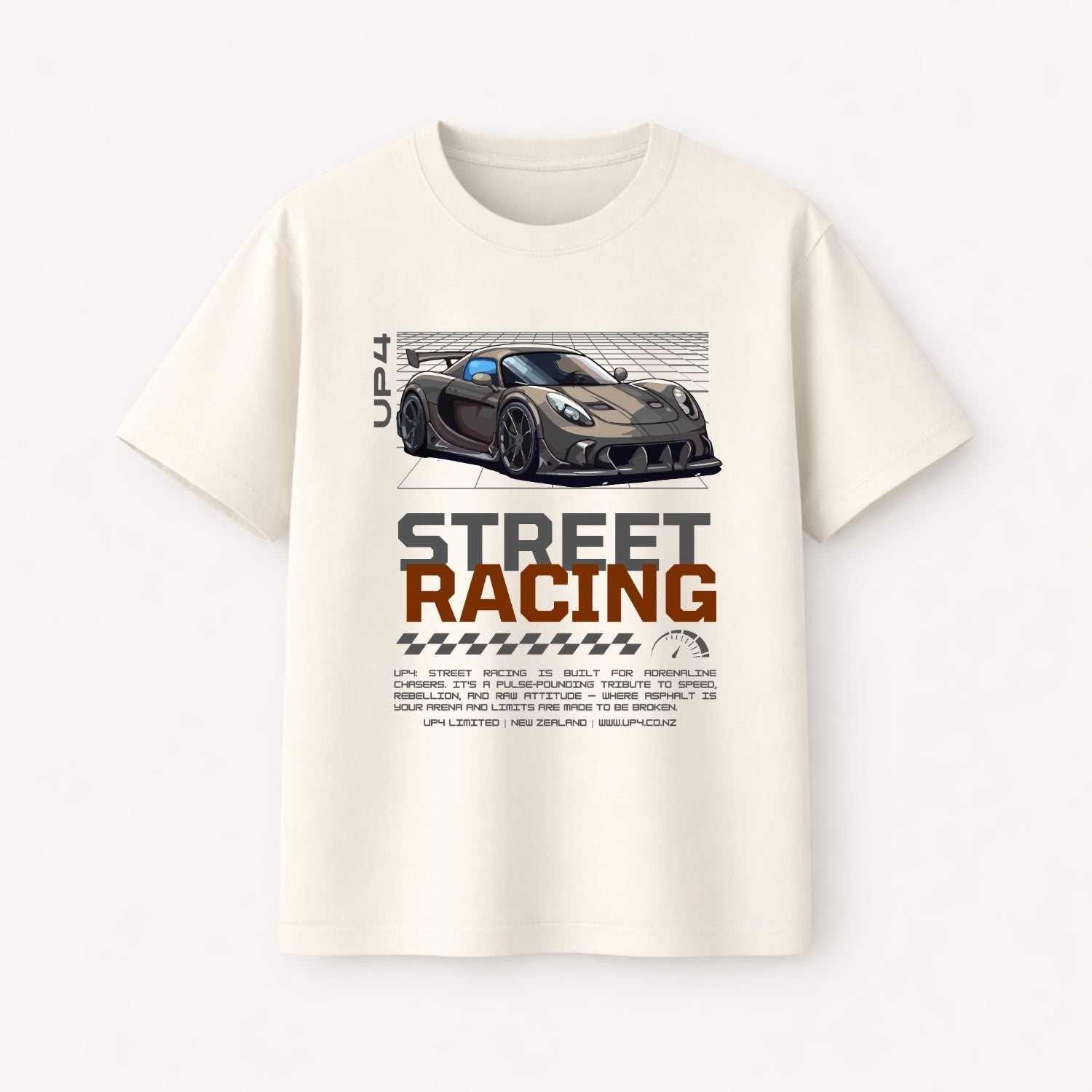UP4 Street Racing | Men's Box Fit T-Shirt | Front