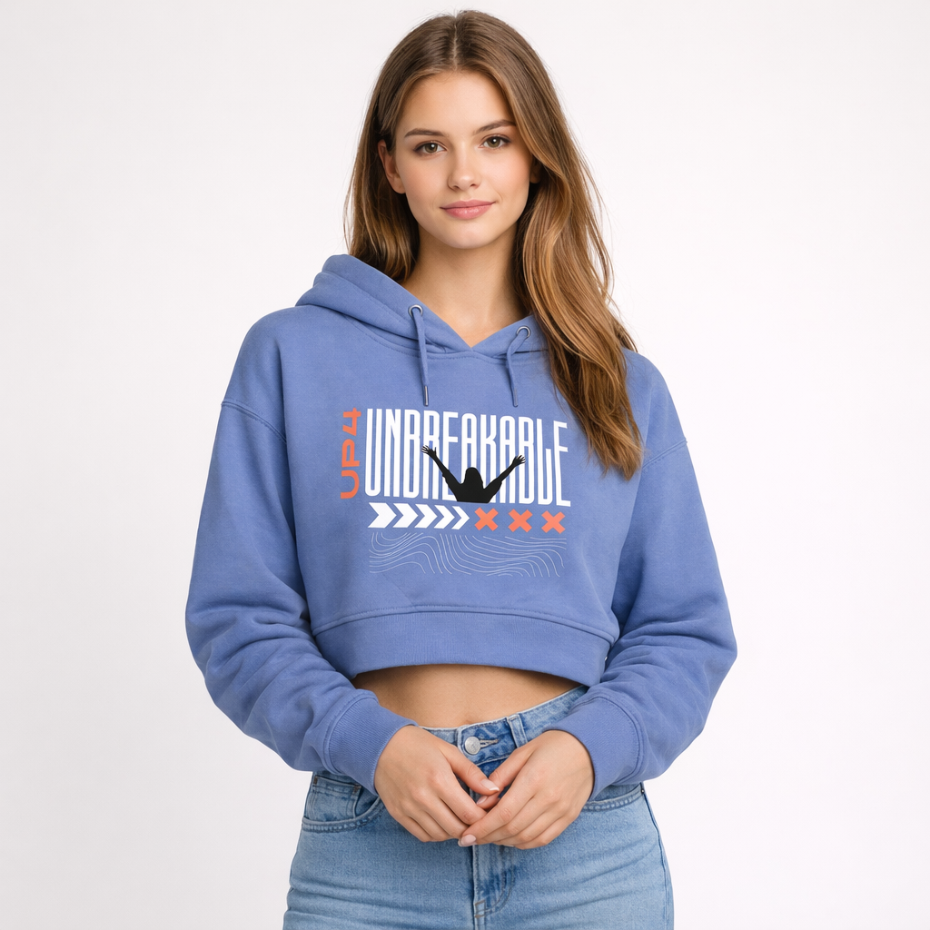 UP4 Unbreakable | Women's Cropped Hoodie | Blue | Model